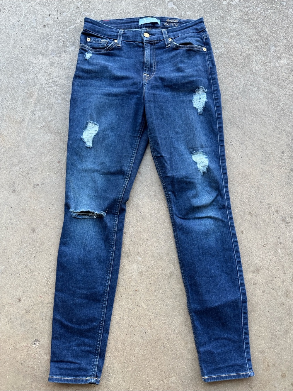 7 for all Mankind Blar The ankle Skinny Distressed Jeans Size 26